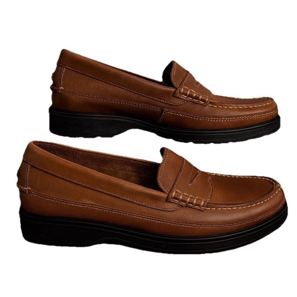 Vtg Bass Flex Commodity Mens Size 10.5m Shoes Leather Penny Loafers Brown Euc
